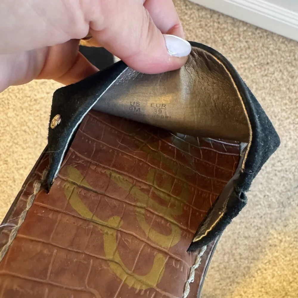 Sam Edelman black slip on sandals with suede strap - women's 9 - Picture 6 of 7